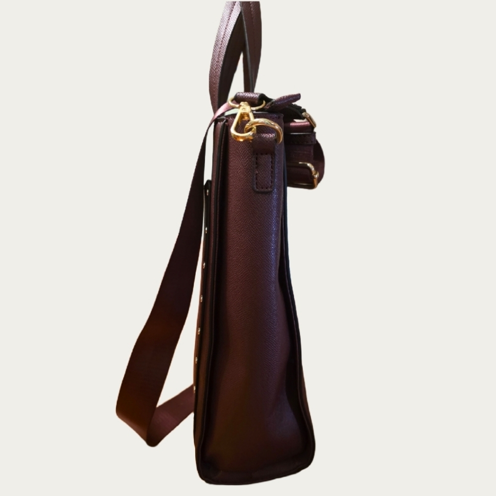 100th Anniversay London Fog Sophia Studded Tote Bag In Plum - Picture 8 of 17
